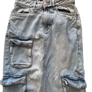 Aeropostale Cargo Maxi Skirt Light Wash Size Small